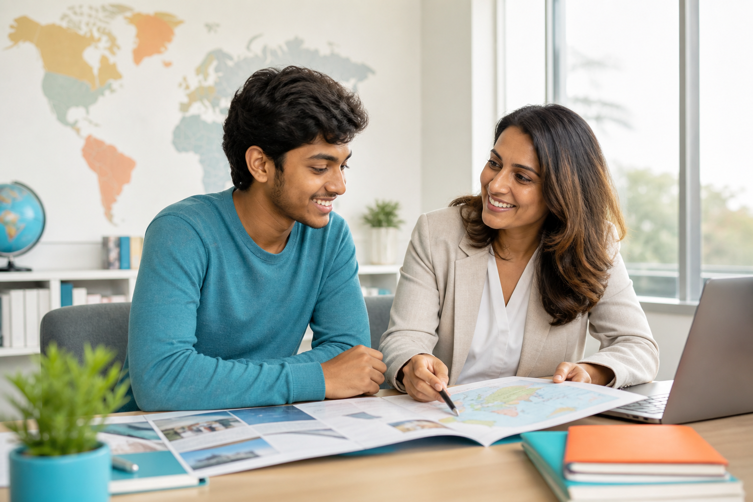 Student receiving study abroad guidance